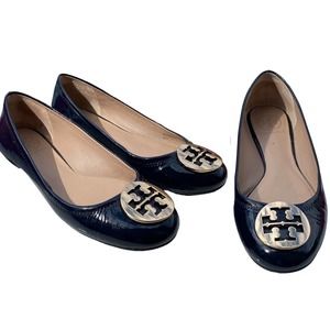 TORY BURCH Reva Ballet Patent Flats in Bright Navy sz 8 w/ Box